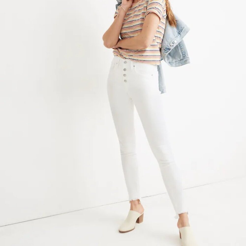 Madewell Petite 10" High-Rise Skinny Jeans in Pure White: Step-Hem Edition